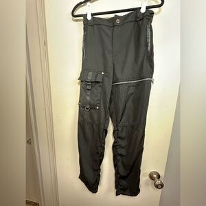 MANIERE DE VOIR Black High Rise Cargo Multi-Pockets  Jogger Pants 6 *FLAWS*